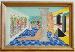AR. jelzéssel: Perpektivista ábrázolás női és antik idomokkal 55x80 cm