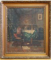Komáromi Kacz Endre (1880-1969): Enteriör, olaj-vászon,jelzett, keretben 70x90 cm (kopásokkal)