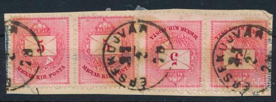1874 2 x 5kr kivágáson, benne javítás "ÉRSEKÚJVÁR"