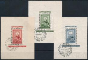 1951 80 éves a magyar bélyeg blokk sor (51.000) / Mi block 20-22