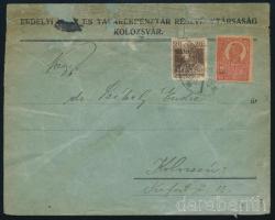 1920 Kolozsvár helyi levél vegyes bérmentesítéssel / Local cover with mixed franking Sign: Bodor