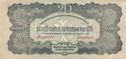1944. 20P (3x) "Vörös Hadsereg" egyik vágási hibás (magassága kisebb) T:I,I-