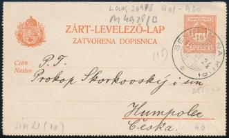 1913 Díjjegyes zárt levelezőlap \"SEVERIN NA KUPI\" - Humpole Ceska / PS-cover card