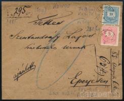 1885 Ajánlott levél 5kr + 10kr bérmentesítéssel 'KENDE' - Eperjes / Registered cover with 5kr + 10kr stamp