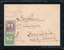 1888 Levél 2kr és 3kr bérmentesítéssel Kolozsvárról Homoródfürdőre