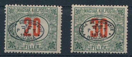 Debrecen I. 1919 Pirosszámú portó 20f és 30f (15.300) / Mi P9-10 Signed: Bodor