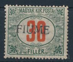 Fiume 1919 Pirosszámú portó 30f / Mi P12 Signed: Bodor