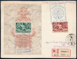 1940 Árvíz bélyeg és blokk ajánlott levelezőlapon alkalmi bélyegzéssel