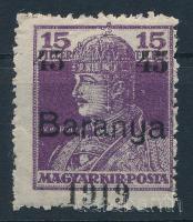 Baranya I. 1919 Károly 45/15f próbanyomat, Bodor vizsgálójellel