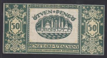 Mohács 1945. 50P pénztári utalvány T:I-