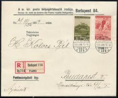 1939 Budapest helyi ajánlott levél Magyar a magyarért 10f és 20f bélyeggel (FDC) / Registered local FDC