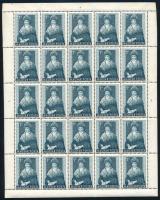 1953 Népviseletek (I.) 1Ft teljes ívben XII. A vízjellel, benne számvízjellel (49.500) / Mi 1334 complete sheet, number in the watermark