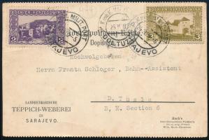1909 Válasz levelezőlap 2h és 3h bérmentesítéssel \"SARAJEVO\" / Reply card with 2h and 3h