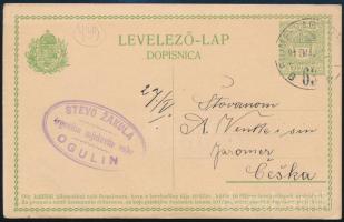 1915 5f díjjegyes levelezőlap vasúti mozgóposta bélyegzéssel