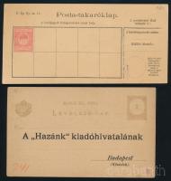 1880-1900 2kr díjjegyes hirdetéses levelezőlap + 10f postatakaréklap