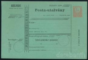 1873 5kr használatlan postautalvány