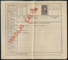 1936 Használatlan távirat "Iskolai célra"