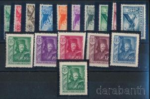 1935-1936 Repülő III. postatiszta sor + II. Rákóci Ferenc sor + 10f hiányos bajusz lemezhibával (** 25.000)