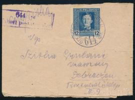 1918 Újságszalag K.u.K. Feldpost 12K bélyeggel, "TÁBORI POSTAHIVATAL / 644"