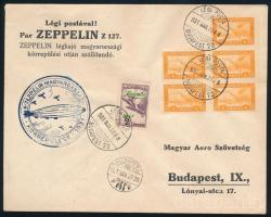 1931 Zeppelin levél Zeppelin 2P + Repülő 5 x 4f bérmentesítéssel