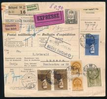 1941 Expressz szállítólevél Svájcba küldve, Kormányzói arckép 2 x 2P + 5P bélyegekkel