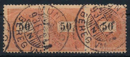 1889 50kr hármascsík, lemezösszefüggés