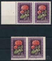 1950 2 db Virág 1Ft pár, az egyikről hiányzik a tervező a neve, a másik elfogazva