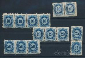 1874 Távirda réznyomat 10f, 20f, 25f, 40f, 50f összefüggések, összesen 14 db bélyeg (28.600)