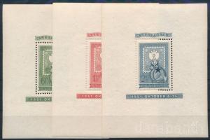 1951 80 éves a magyar bélyeg blokksor, nagyon szép minőségben (60.000) / Mi 20-22 block set