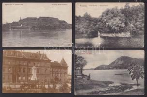 7 db régi magyar városképes lap kartonra nyomva, többségben határon túli (Felvidék, Erdély és Vajdas...