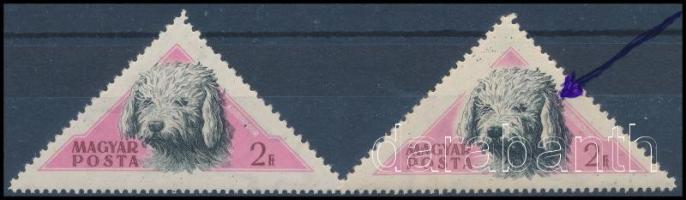 1956 Magyarországi kutyafajták (I.) 2Ft a szürke szín eltolódásával + támpéldány / Mi 1467 with shifted gray colour