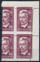1949 Petőfi 40f négyestömb látványosan elfogazva