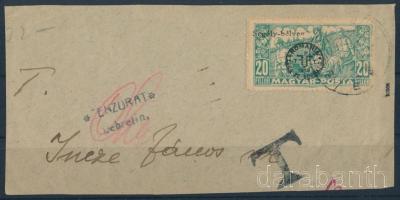 Debrecen II. 1920 Levél darab, Bodor vizsgálójellel