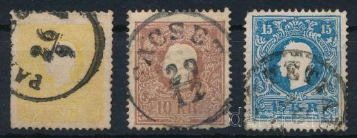 1858 2kr, 10kr, 15kr