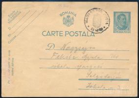 1940 Román díjjegyesen MAGYAR KIR. POSTA 328 szükségbélyegzés