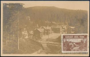 1921 Hohe Rinne Hotelposta képeslap 3h + román bélyegekkel bérmentesítéssel