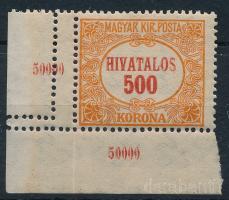 1921 Hivatalos 500K érdekes ívsarki elfogazással
