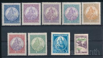 1921-1932 9 db bélyeg az 5P törött / folded