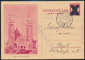1937 Felülnyomott Budapest helyi levelezőlap "Postaszolgálati ügy."