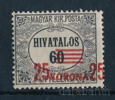 1921/1924 Hivatalos 25K/60f elcsúszott piros felülnyomattal