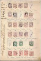 1881-1909 Régi krajcáros és Turul gyűjtemény házi készítésű albumban, vízjelállások, érdekességek, szám és csillagvízjelek. Kb 900 db bélyeg. Nagyon érdekes anyag, régi gyűjtésb
