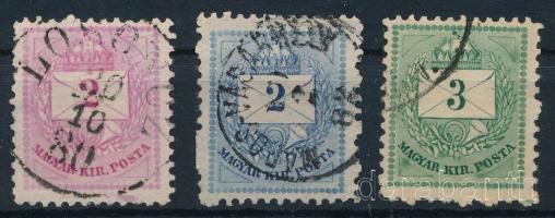 1874 3 db bélyeg 11 1/2 fogazással
