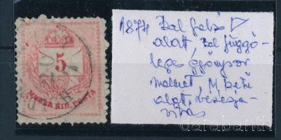 1874 Színesszámú 5kr több helyen javított