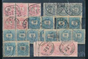 1881 Síznesszámú 5kr, 10kr, 20kr 8 db pár és 11 db 3-as csík, stecklapon