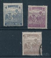1919-1920 Magyar Posta 4f + Arató 5f és 20K a feliratokban lemezhiba