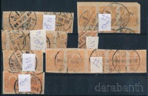 1900-1913 Hírlapbélyeg párokban, 3-as és 5-ös csíkokban, klf vízjelállás, számvízjel és csillagidom