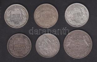 1896-1915. 1K (5x) + 1912KB 2K Ag T:vegyes