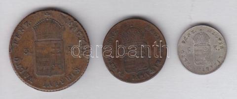 1848. 1Kr + 1849NB 3Kr + 1849NB 6Kr T:vegyes