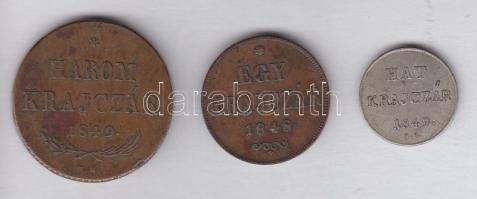1848. 1Kr + 1849NB 3Kr + 1849NB 6Kr T:vegyes