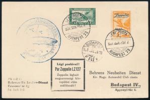 1931 Zeppelin magyarországi körrepülés levelezőlap Zeppelin 1P bélyeggel